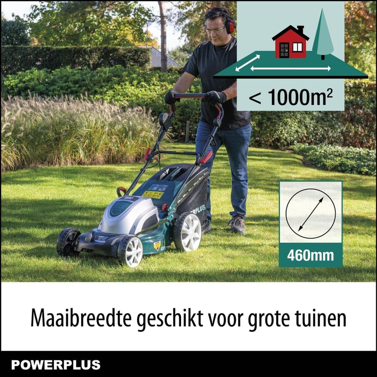 Powerplus elektrische grasmaaier POWPG10240 - 1800 W, 460 mm Ø grasmachine, tuintoestel, met grasopvangsysteem, mulchen en achteruitworp thumbnail 4