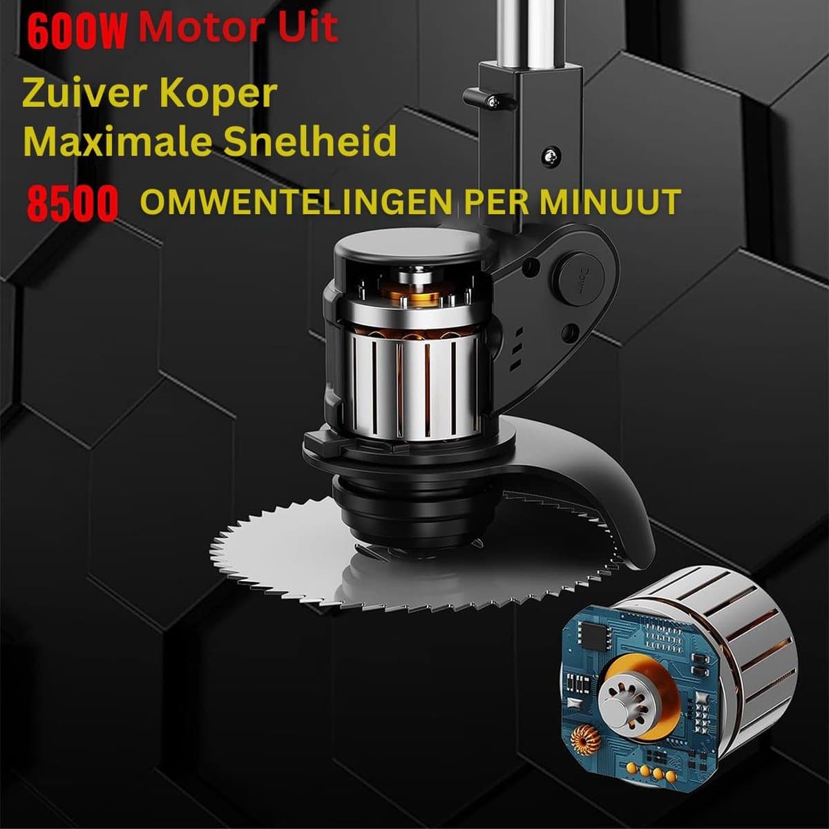 MKSS® Zweefmaaier - Bosmaaier Electrisch - Grastrimmer met Accu - Grasmaaier - Handmaaier met Wielen - Zwart thumbnail 7