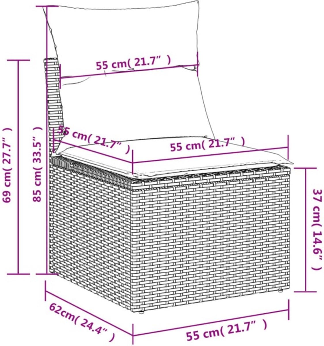 vidaXL - 8-delige - Loungeset - met - kussens - poly - rattan - grijs thumbnail 2