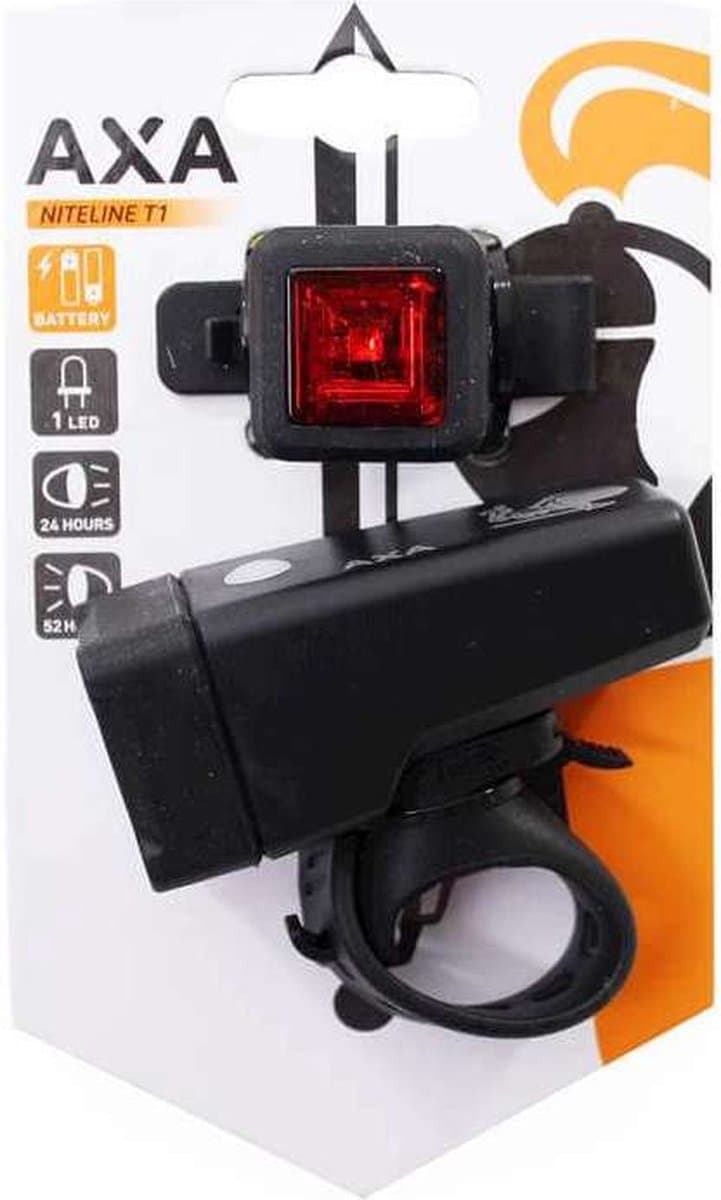 AXA Niteline T1 Fietsverlichting Set – LED Voorlicht & Achterlicht – Batterij – 2.000 m Zichtbaarheid – 4 Lichtstanden – 24/55 uur Gebruikstijd – Compact Design thumbnail 7