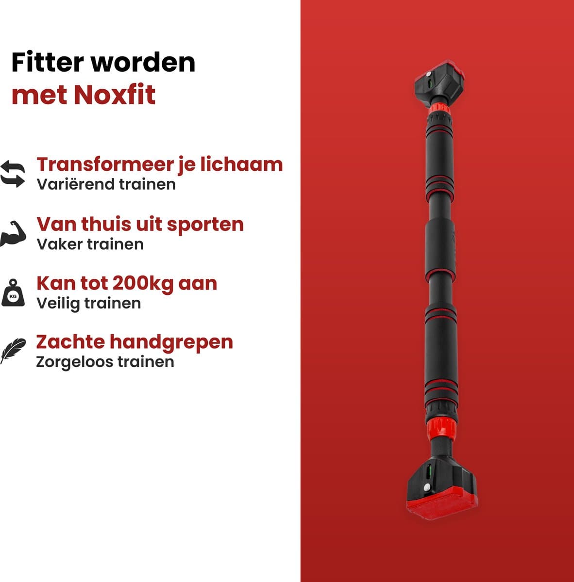 Noxfit® Pull Up Bar - Optrekstang Deur - Krachttraining - Home Gym - Thuis Sporten - Pull Up Station - Opdrukstang thumbnail 3