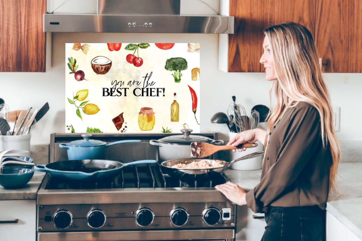 Spatscherm keuken 60x40 cm - Kookplaat achterwand Tekst - You are the best chef - Koken - Eten - Kok - Keuken - Hobby - Spreuken - Muurbeschermer - Spatwand fornuis - Hoogwaardig aluminium thumbnail 5