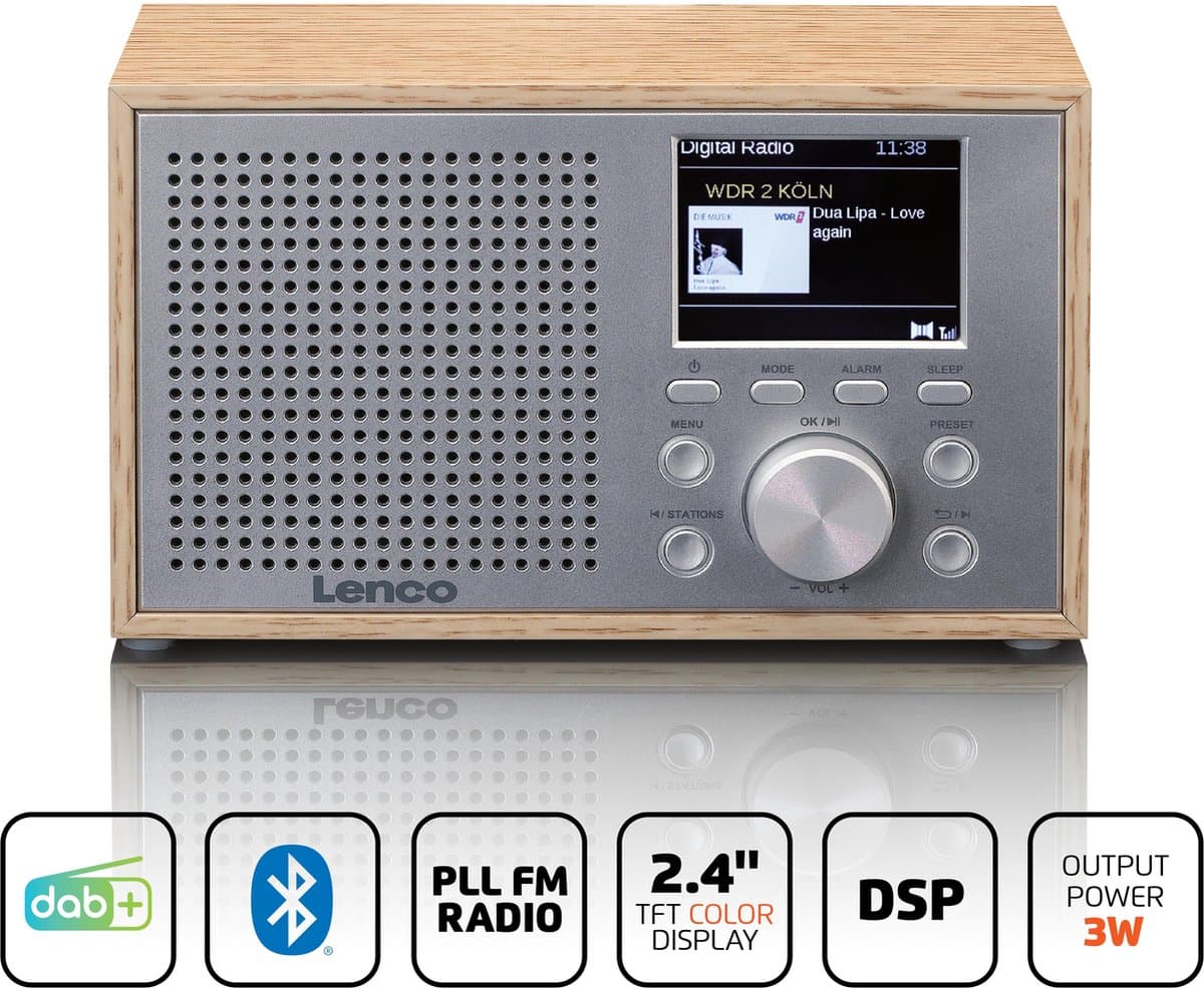 Lenco Radio op Batterijen - Compacte DAB FM Radio - Bluetooth - Houten behuizing - DAR-017WD - Noodradio - Noodpakket - Hout thumbnail 4
