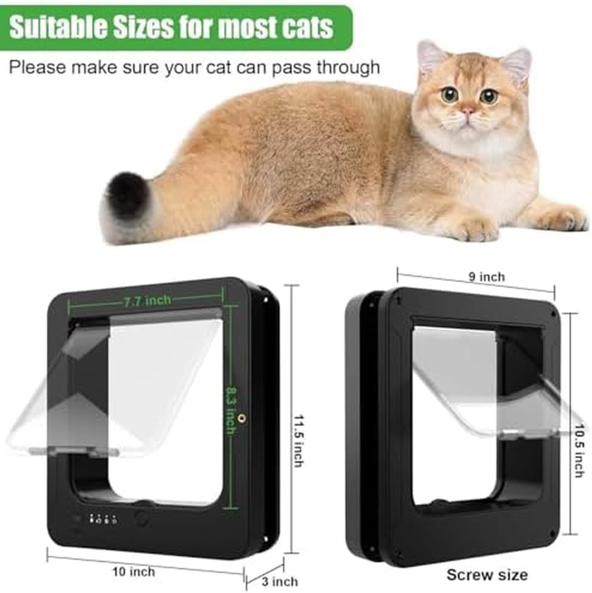 Huisdierluik - Kattenluik - Zelfstandige toegang - Microchip gestuurd - 39 x 25 cm - Rood thumbnail 5