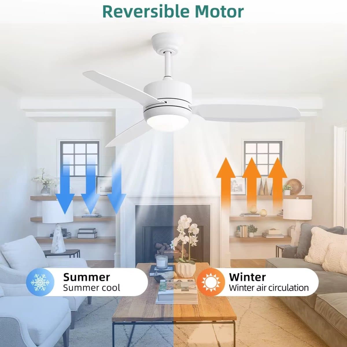 Merkloos plafondventilator Ø105 cm met licht en remote thumbnail 7