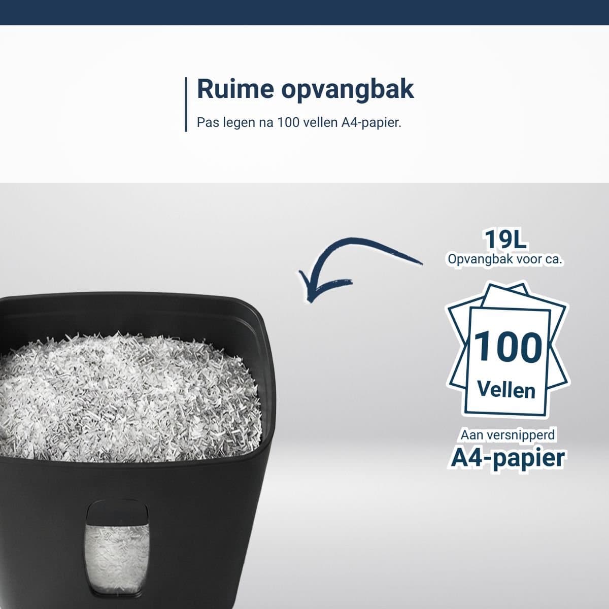 DESQ® Papierversnipperaar - 12 vel - 4 x33 mm - P4 - 19 Liter opvangbak - Slechts 60dB - Ook creditcards - AVG-proof thumbnail 7