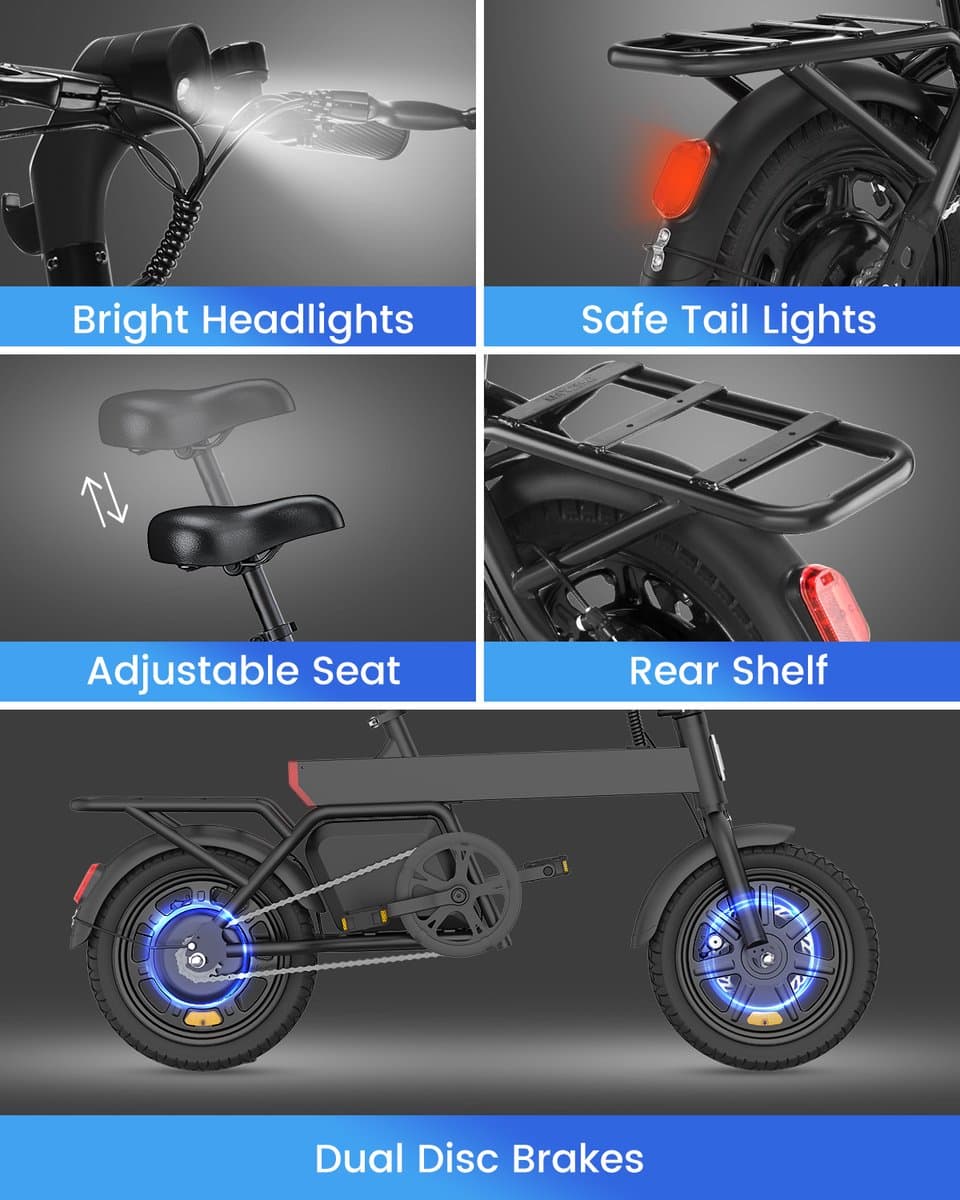 DYU B20 MINI Volwassen elektrische fiets - 36V 7,8Ah Accu - 14 inch banden – Max. snelheid 25 km/u - Mechanische schijfremmen - 34km actieradius thumbnail 3
