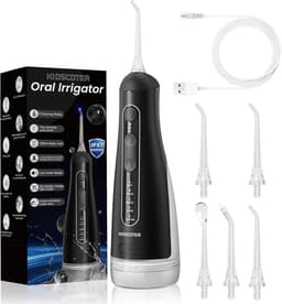 Productfoto van Draadloze Water Flosser met Verwijderbare Tank, Oplaadbare Mondirrigator met 5 Modi, 300ml Draagbare Tandflosser, IPX7 Waterdicht voor Thuis en Reizen, Effectieve Mondverzorging
