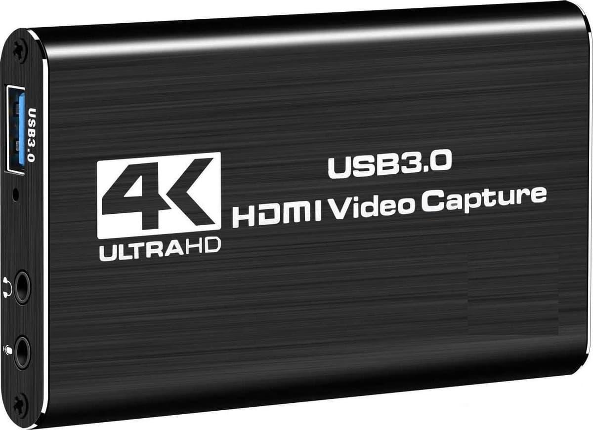 DrPhone HVC 4K HDMI Video Capture Card USB 3.0 – HDCP 2.2 - 1080P 60fps HD Recorder & Game Capture voor OBS en Live Streaming - Zwart