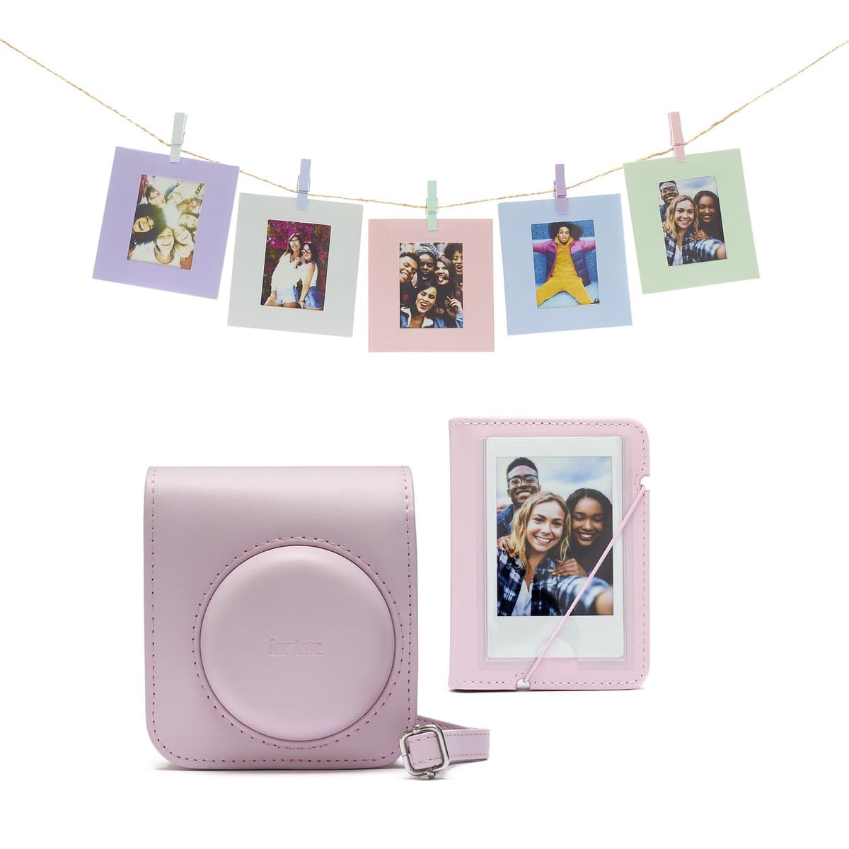 Fujifilm Instax Mini 12 accessoires - Cameratas, fotokaarten met clips & fotoalbum - Bloesem Roze thumbnail 3