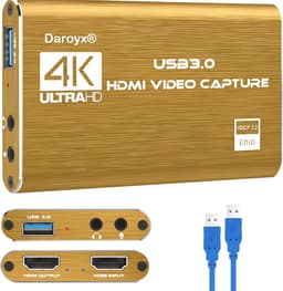 Productfoto van Daroyx® VCC4K Pro Video Capture Card - USB-A 3.0 - HDMI 4K@60Hz - Geschikt als Game Capture - Goudkleurig