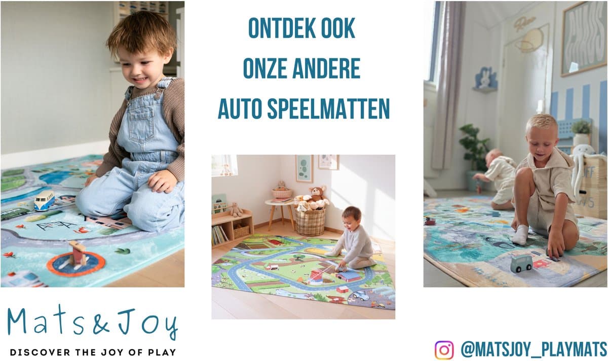 Mats & Joy® Village Auto Speelmat 130x180cm - Fluweelzacht - Anti-slip - Wasbaar - Groot Auto Speeltapijt Kinderen - Speelkleed Baby - Autokleed thumbnail 2