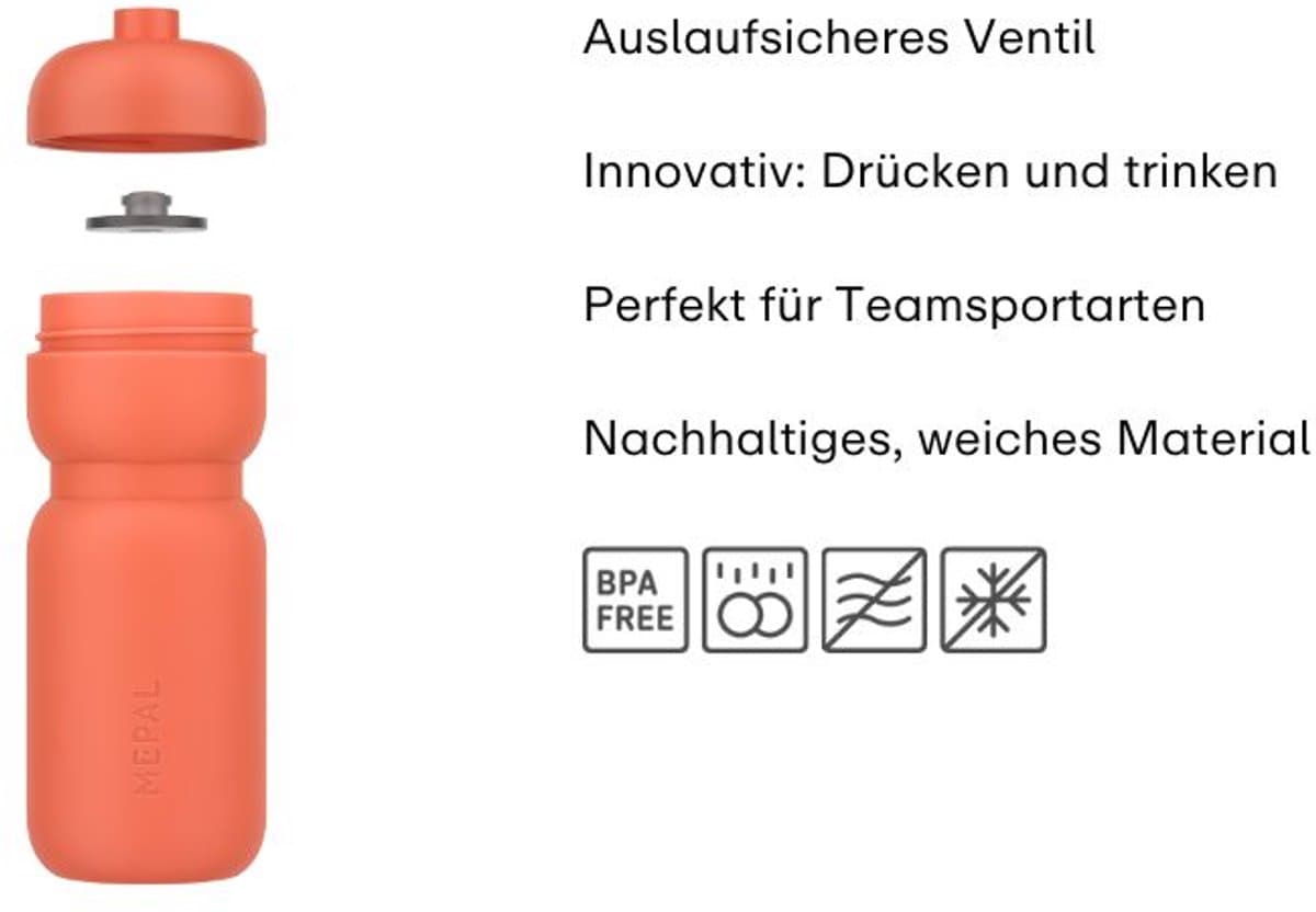 Mepal Bidon squeeze Sport - 600 ml - Knijp en drink - Lekdicht ventiel - Vaatwasmachinebestendig - Drinkflessen - Graphite black thumbnail 7