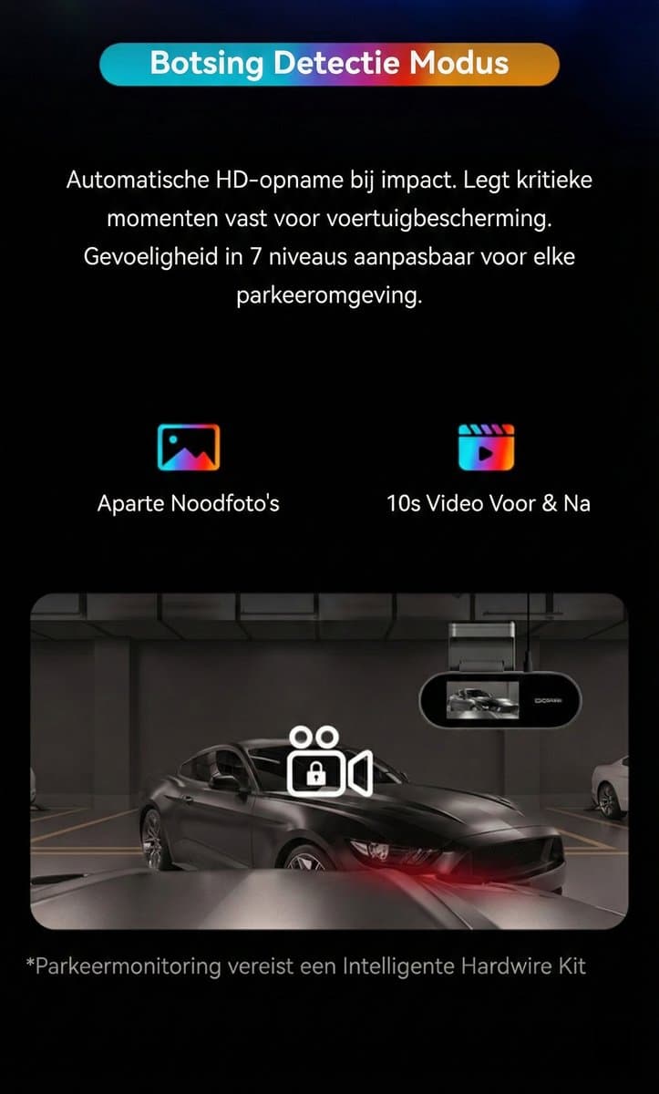 Dashcam - 2K HD - voor Auto - Voor en Achter Camera - Dual Dashcam - DDPAI thumbnail 6