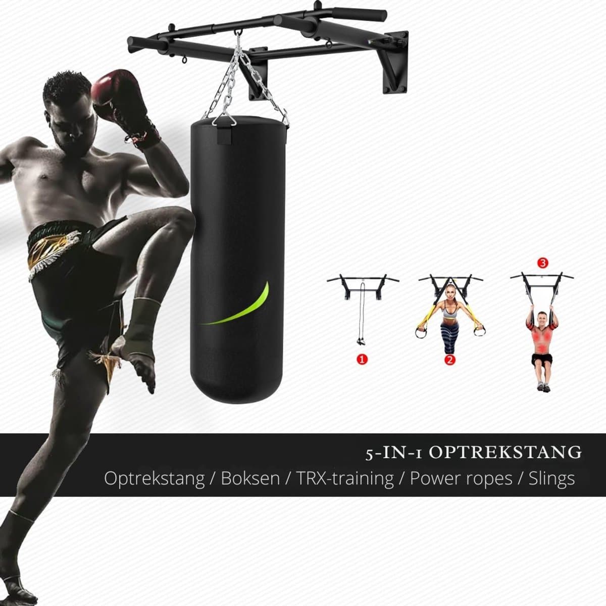 DnA® Pull Up Bar - Wasstrips - Pull Up Station - Zwart - 36cm x 1cm x 8cm thumbnail 7