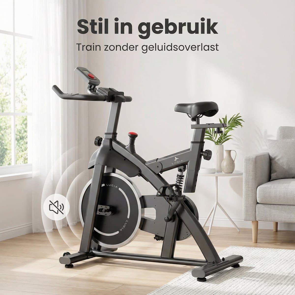 Lugia Hometrainer Pro – Fitnessfiets voor Lange Gebruikers – Premium Vering & Demping – Extra Soepel & Stil – Verstelbaar Zadel – 0-100% Weerstand thumbnail 4