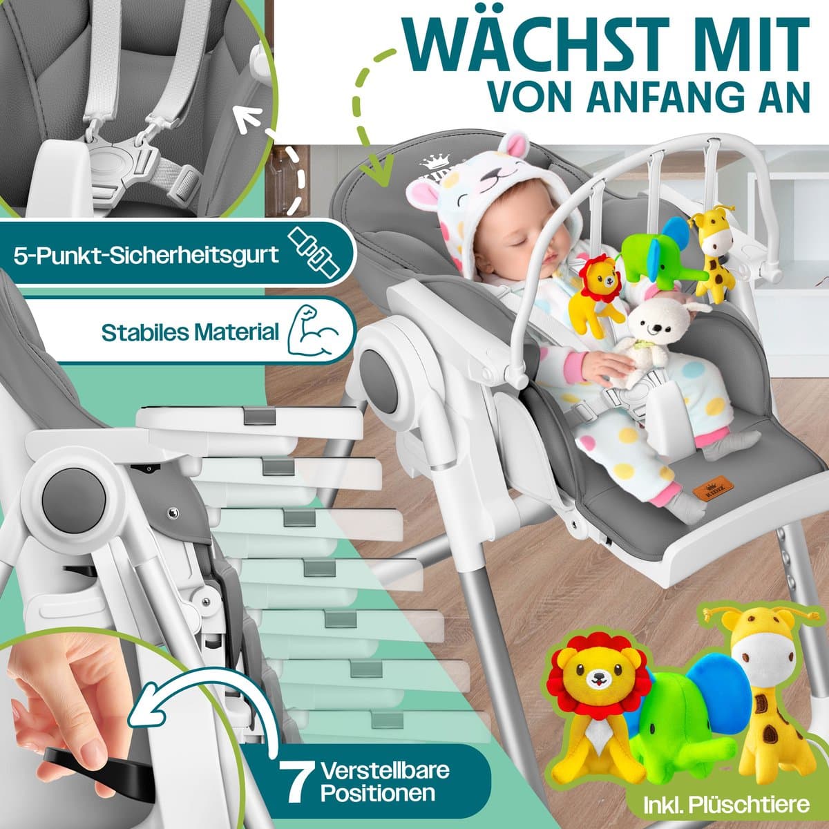 KIDIZ 3in1 kinderstoel: babystoel tot kinderstoel tot 6 jaar thumbnail 8