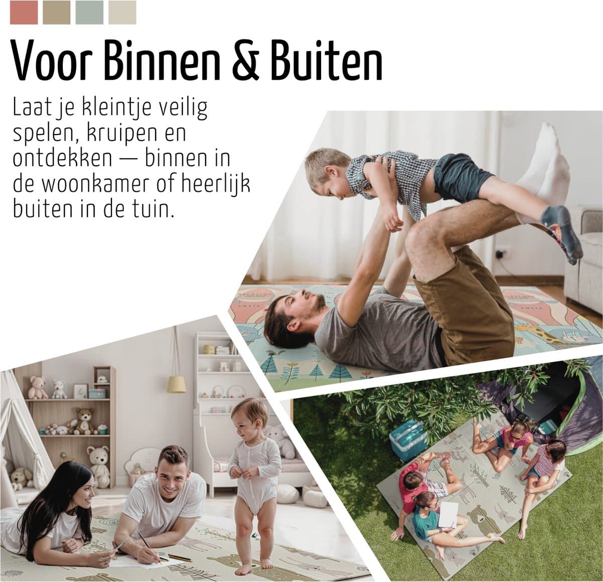 Roosly Speelmat Baby - Speelkleed Baby - Inclusief Opbergtas - babygym - kruipmat - playmat - Dubbelzijdig en opvouwbare Foam XPE 180 x 200 cm - speelgoed - Veilig & Zacht - model Balloon thumbnail 4