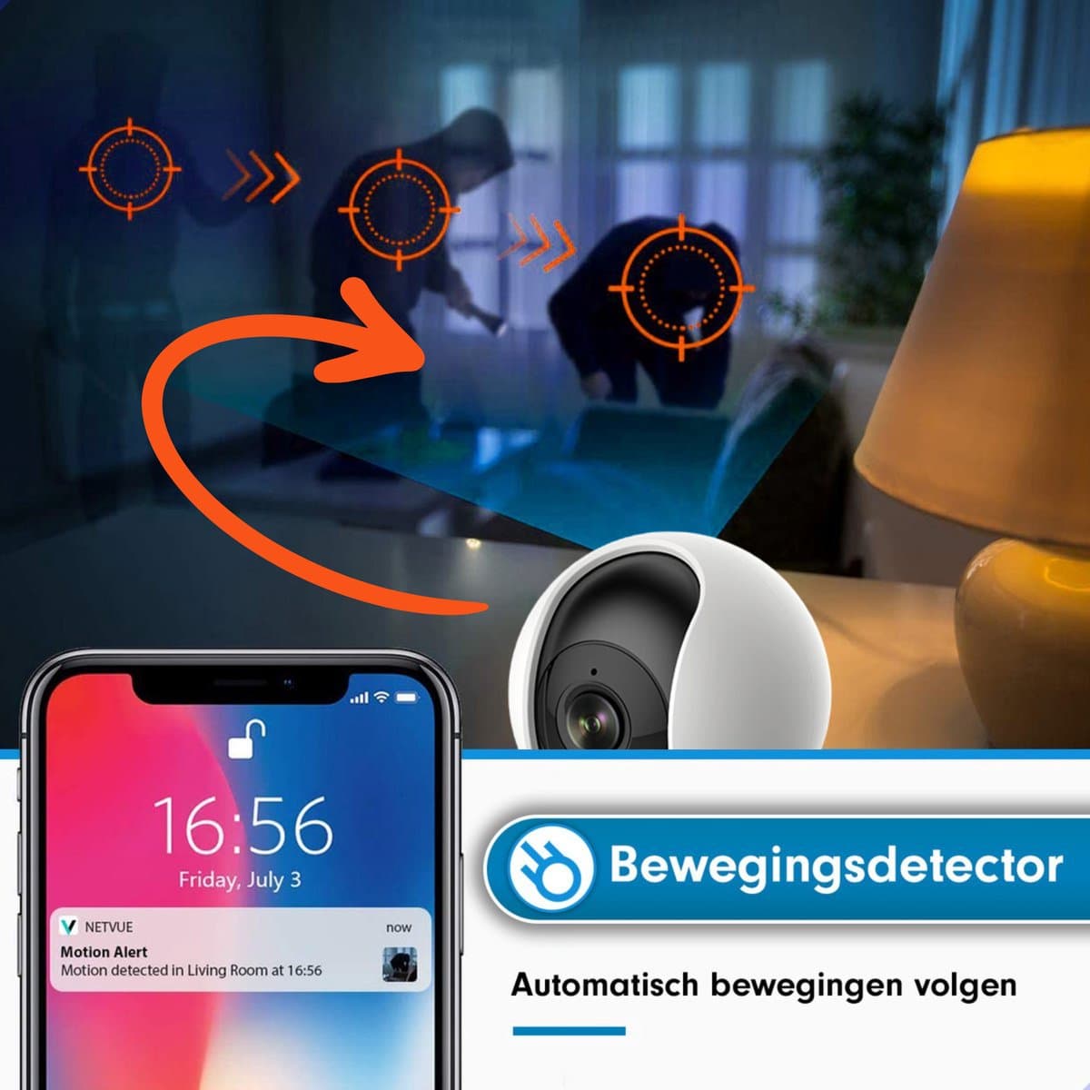 Needs!® Full HD Wifi Babyfoon met Camera WS-Q100A - En App - Camera Beveiliging – Wifi Camera – Camerabewaking - 1080p – Baby Monitor – 2.4GHZ – Wit thumbnail 2