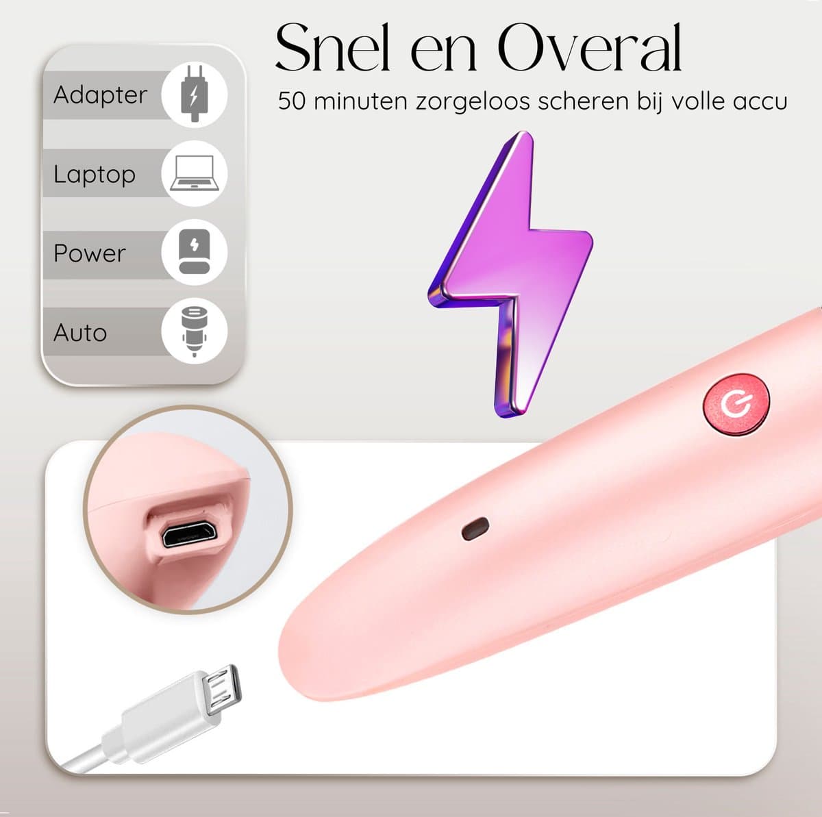 Ladyshave Gezicht - Oksels - Benen - Bikinilijn - Scheerapparaat Vrouw - Ontharingsapparaat Electrisch Ontharen - Gezichtsontharing Dames - Trimmer Vrouw - Ladyshaves Bikini - USB Oplaadbaar thumbnail 4