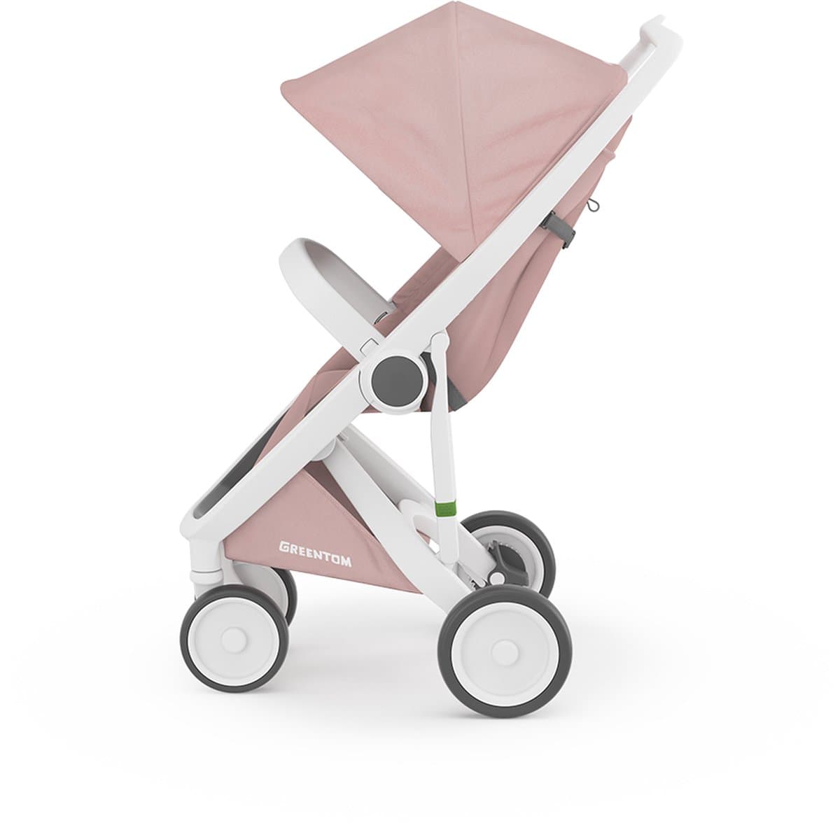 Greentom Classic Buggy Kinderwagen - Lichtgewicht Reisbuggy, Inklapbaar, Duurzaam (Gerecycled) - Wit Licht Roze thumbnail 5