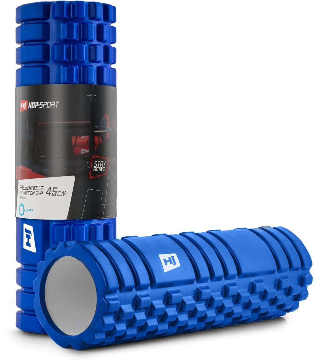 Hop-Sport Fasciarol HS-A045YG – Massage Foam Roller met Golfstructuur, 45x14 cm, Medium Hardheid voor Spierherstel (Blauw)