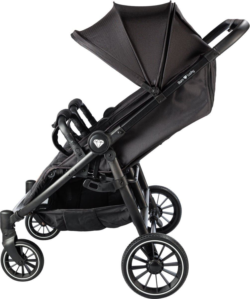 Born Lucky Ranger Duo Buggy Kinderwagen Tweeling Buggy Inklapbaar Lichtgewicht Dubbele Buggy Met Verstelbare Rugleuning en Zwenkwielen – Zwart thumbnail 6
