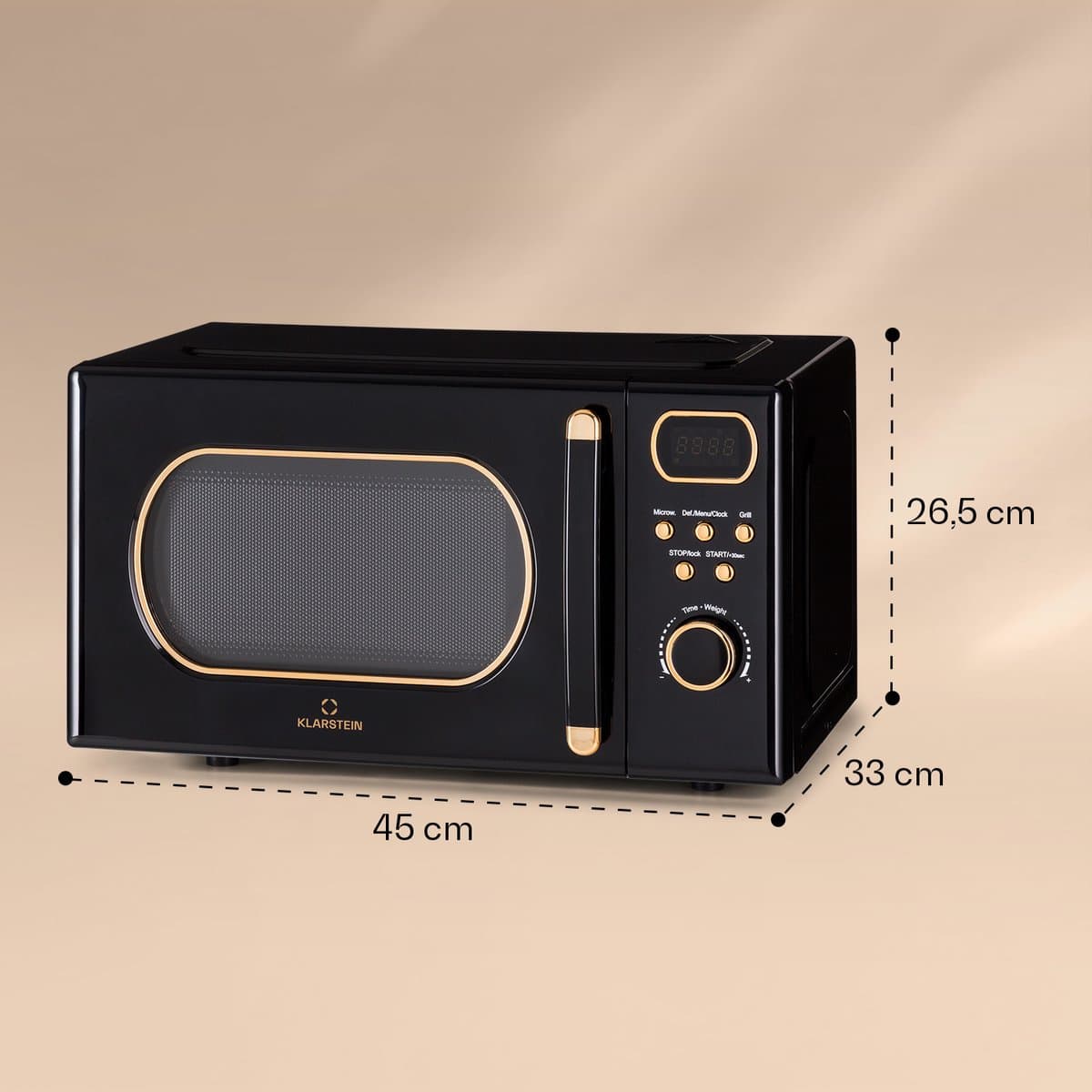 Klarstein Magnetron met Grill, 800 W, 20 Liter, 3-in-1 RVS Zwart, Met Ontdooien en Pizzafunctie, Draaiplateau, Compact - voor Keuken - Bruin - Microwave Combimagnetron Microgolfoven Microwave Oven thumbnail 6