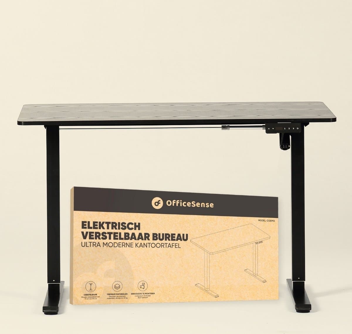 OfficeSense OS50 Zit Sta Bureau Elektrisch 120 x 60 CM - Verstelbaar in hoogte - Zwart Eiken Blad thumbnail 8