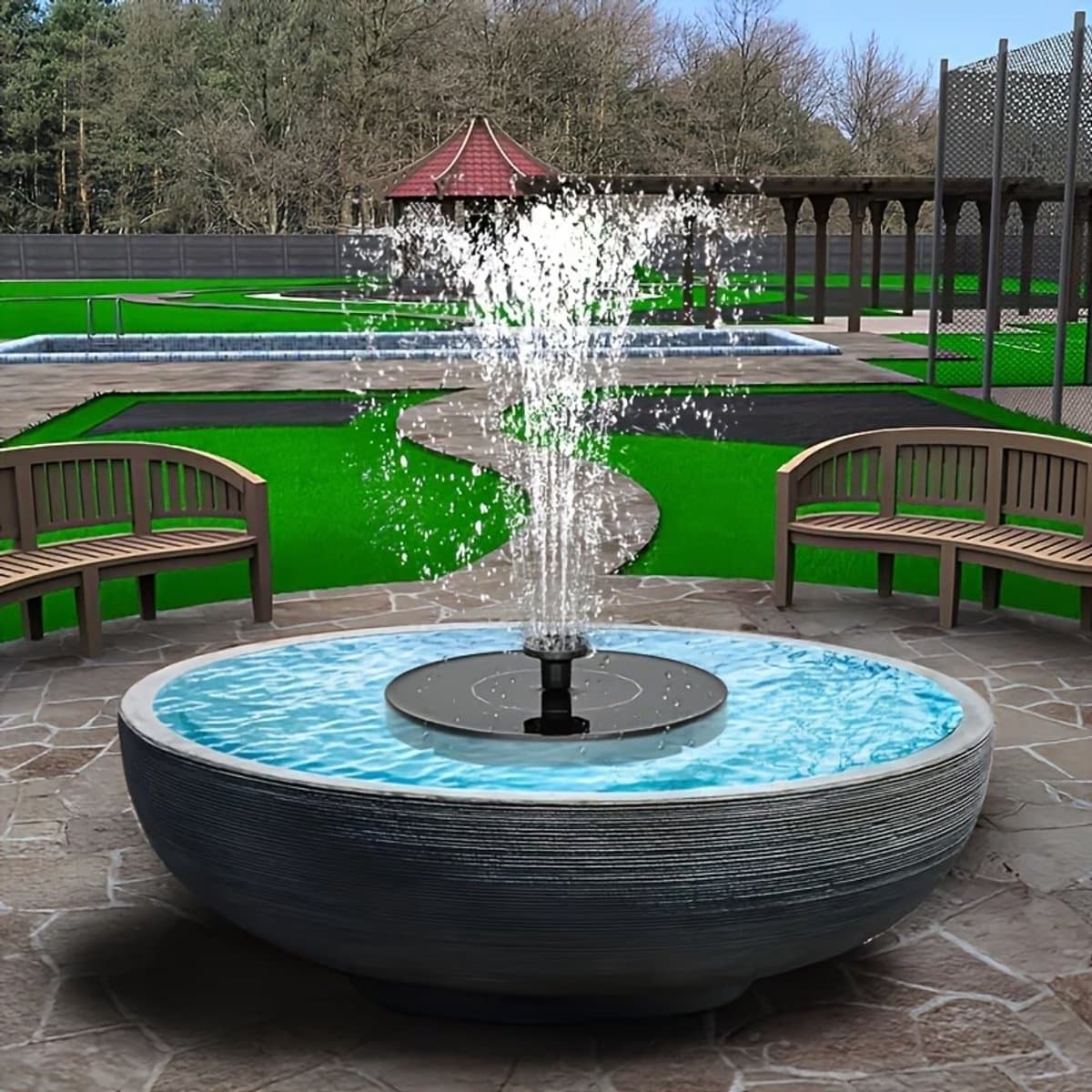 Solar Fontein met 6 Sproeikoppen – Zonne Energie Waterpomp voor Vogelbad, Vijver en Tuin – Drijvende Waterfontein thumbnail 7