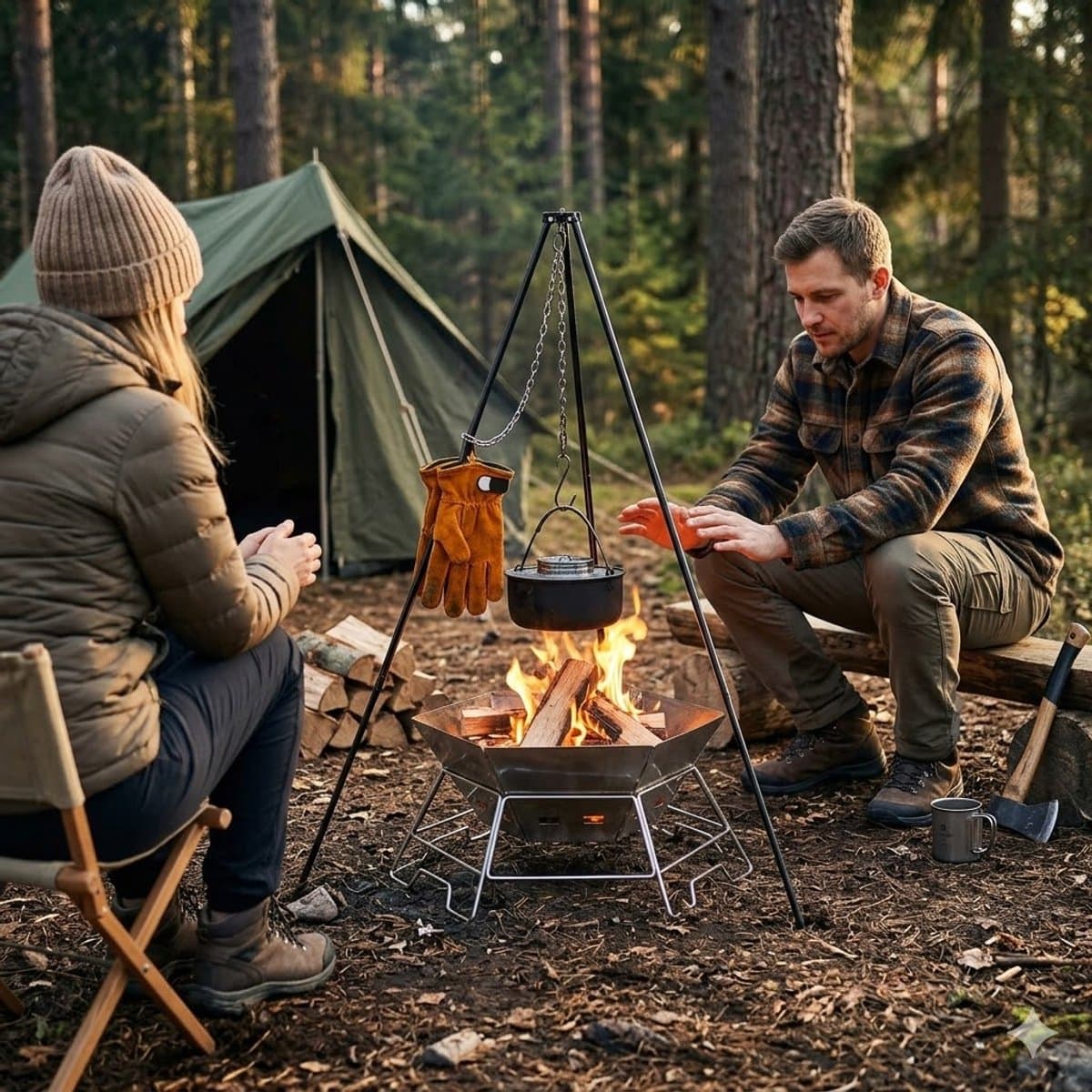 Opvouwbare Houtskool BBQ & Vuurplaats – RVS Camping Barbecue – Draagbaar & Stevig – Groot Formaat – Voor BBQ, Kampvuur & Outdoor Koken thumbnail 2