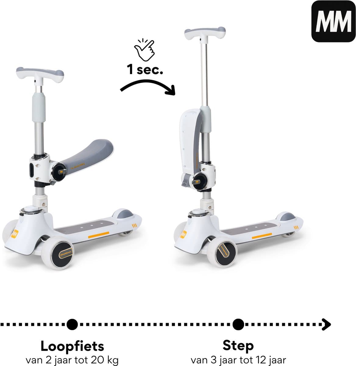 MiniMover Kinderstep 2in1: LED, 3 wielen, loopfiets/step thumbnail 8