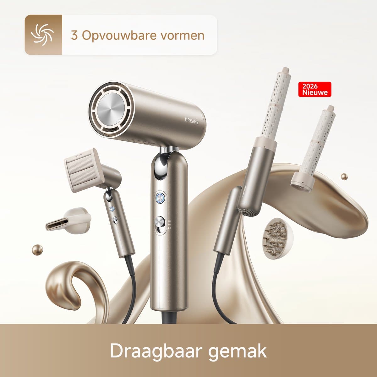Dreame Pocket Pro - Goud - Professionele Haardroger 110.000 TPM - Snel drogen - Stil - Lichtgewicht - Alle haartypen - Negatieve Ionen - Compact - - 2026 version thumbnail 6