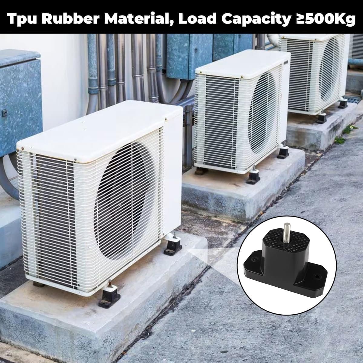 Trillingsdempers - Rubberen Lagers - Airco Stabiliseren - Buitenunit Ondersteuning - 4 Stuks - Zwart thumbnail 2