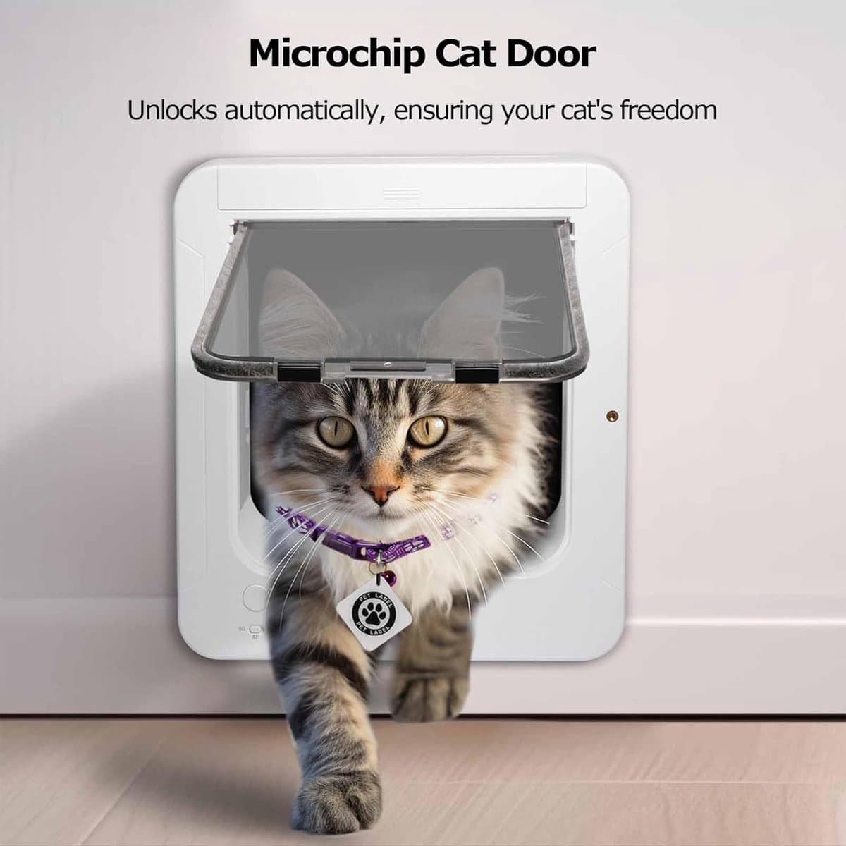 Elektronisch Huisdierluik - Microchip Kattenluik - Automatische Toegang - 4-Way Vergrendeling - 27 cm Breed - Wit thumbnail 3