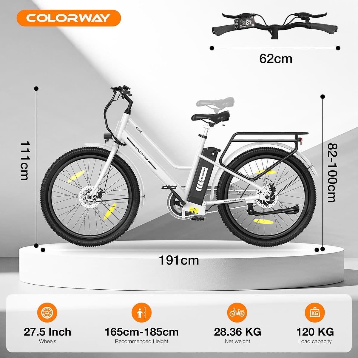 Colorway BK8SL: 250W elektrische fiets met afneembare 36V batterij thumbnail 7