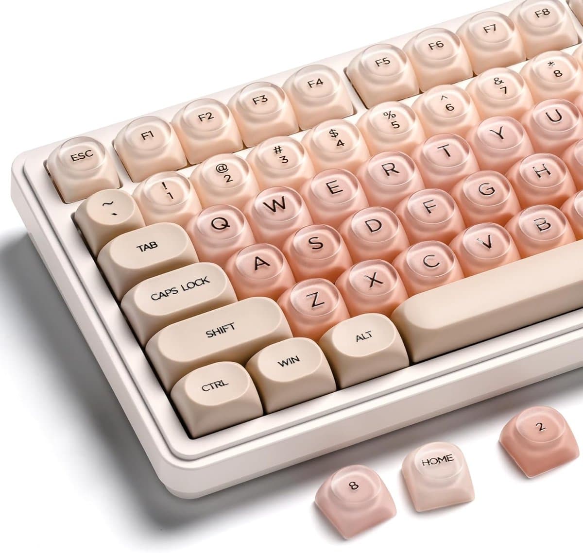 Draadloos Toetsenbord Keycaps - 132 Toetsknoppen PBT+PC Shine Through Keycap Set - Gradient keycaps - Mechanisch Keycaps - Gaming Toetsenbord Keycaps - Comfortabel & Duurzaam voor Mechanische Toetsenborden - Roze