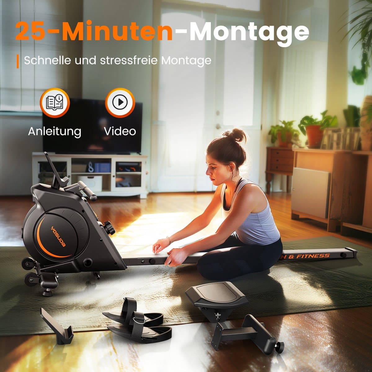 YOSUDA - Fluisterstille magnetische roeitrainer - 16 weerstandsniveaus met APP & LCD - Ruimtebesparend opvouwbaar - Tot 160 kg thumbnail 6