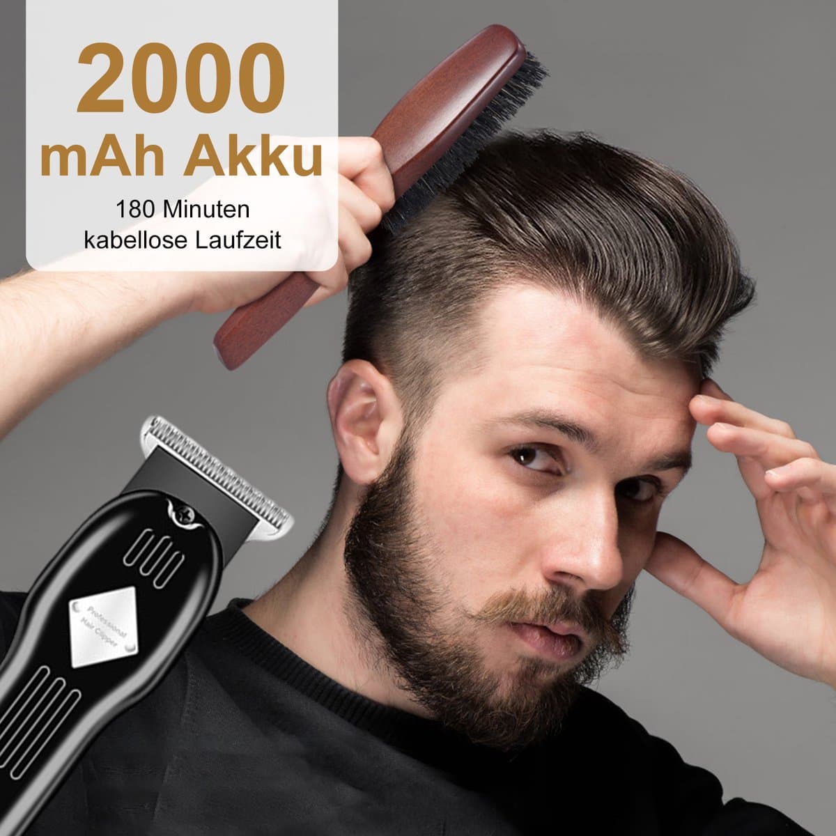 MIVRAY Tondeuses - Oplaadbare Tondeuse Set met Haar Tondeuse en Trimmer Set, Professionele Tondeuse voor Thuis, Kapsel Tondeuse, Metaal Roestvrij Staal, Zwart thumbnail 4