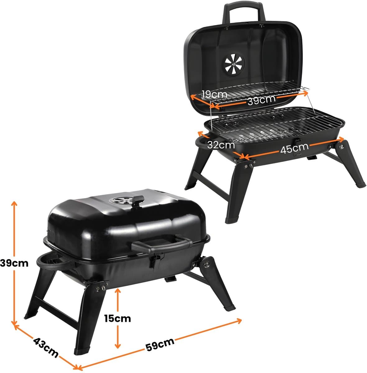 Zenzee® Barbecue - Houtskool - Houtskool BBQ - Tafel BBQ - Balkon BBQ - Camping BBQ - Draagbaar - Zwart thumbnail 7