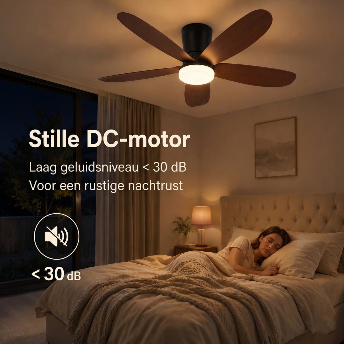 MUPOO Houtlook plafondventilator met verlichting 106 cm- Afstandsbediening & App Bediening - Stille & Dimbare LED - Zomer en Winterstand-6 Snelheden & Geheugen-ventilator lamp plafond Voor Slaapkamer en Woonkamer thumbnail 4