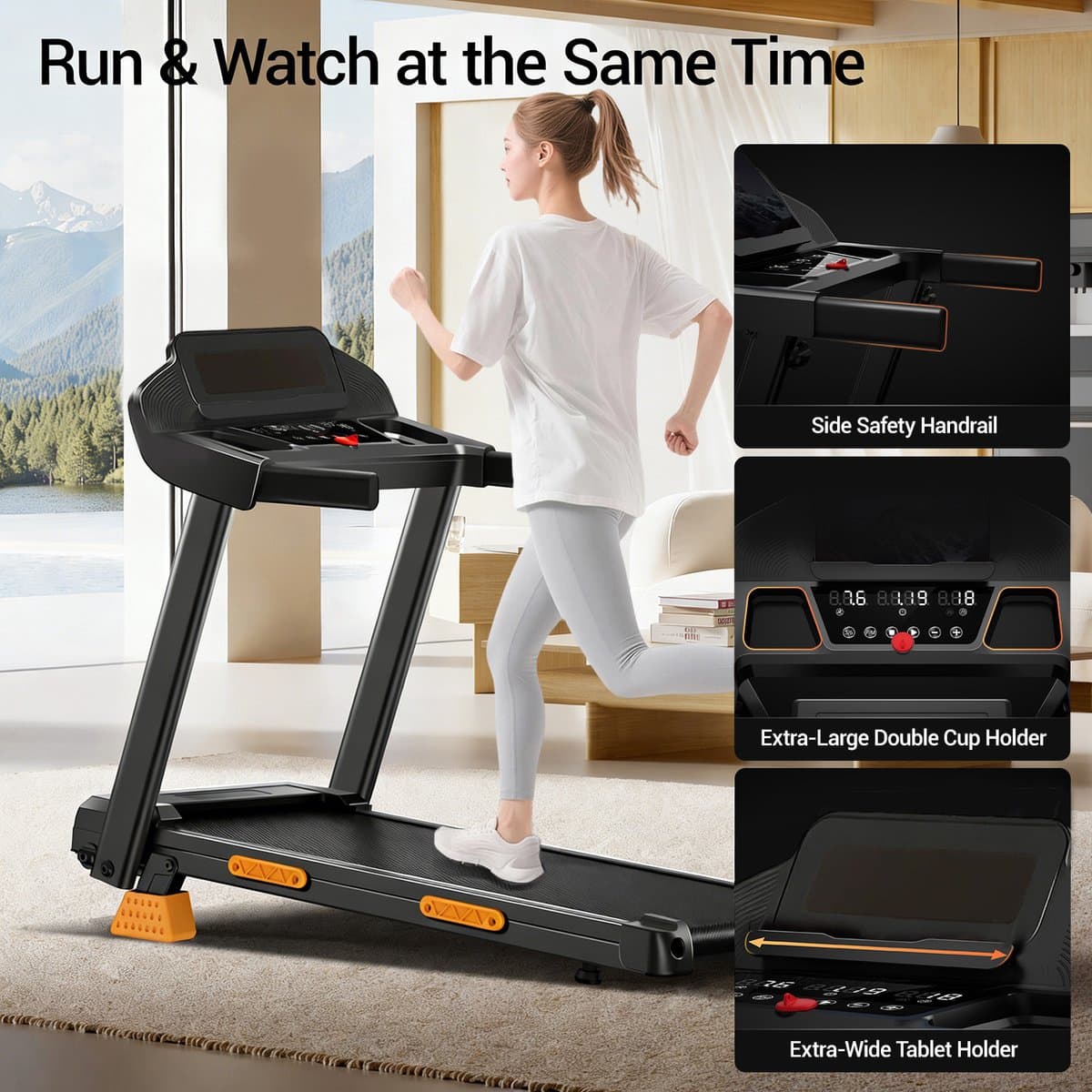 Opvouwbare Drie-in-één opvouwbare loopband: 15% helling, 12 km/u, 3 pk, 180 kg draagvermogen, stil, 3-inch scherm, 12 programma's – voor thuis, kantoor en sportschool. thumbnail 4