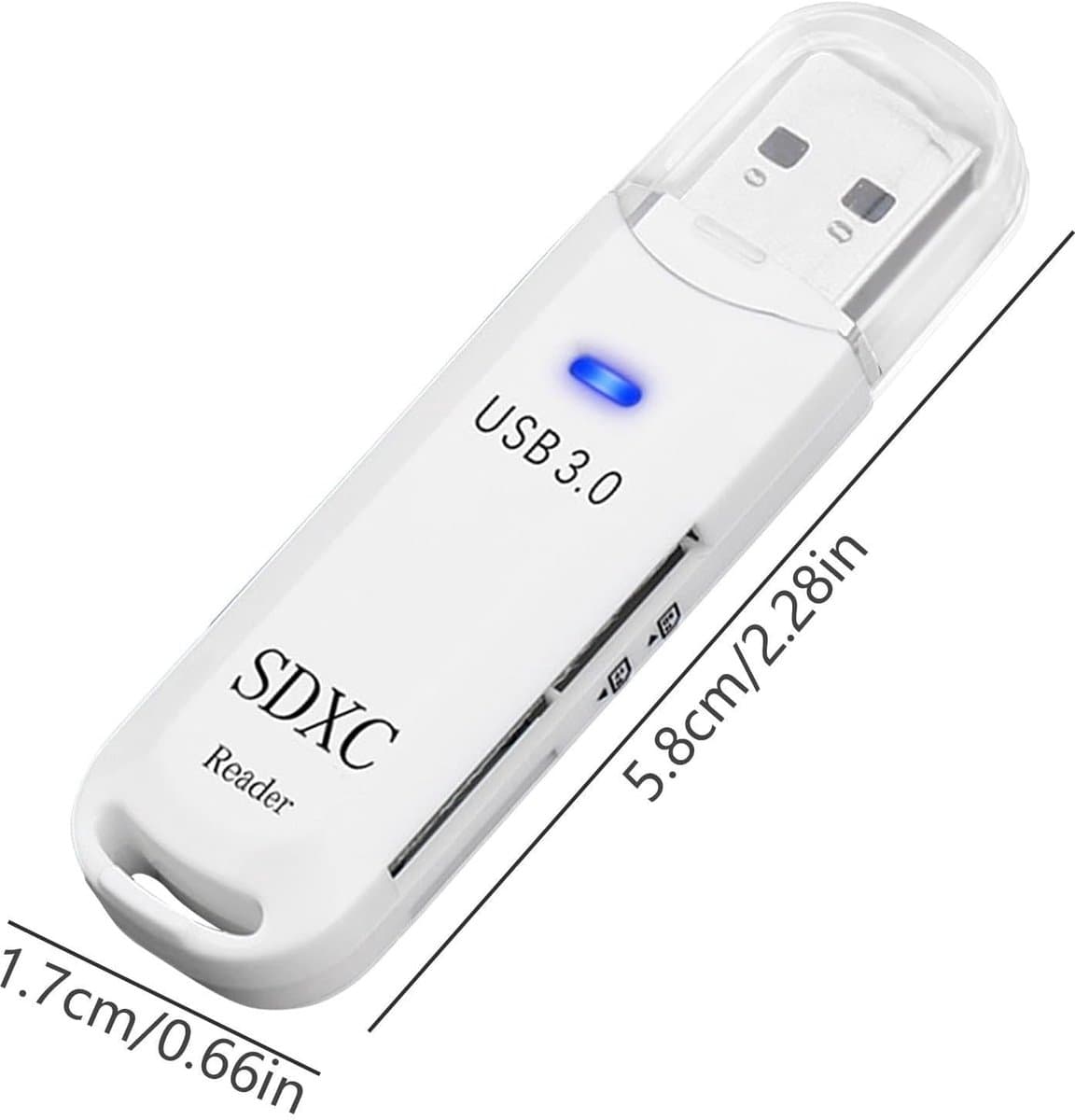 Snelle Kaartlezer - Geheugenkaartlezer USB - Bestanden Overzetten - 5 Gbps Transmissie - 60 x 17 x 10 mm - Wit thumbnail 5