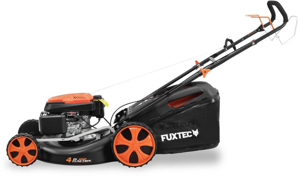 FUXTEC 4-in-1 Benzine grasmaaier FX-RM5396 - 5,3 PK & 53 cm maaibreedte & hoogteverstelling 25-75 mm | 70L grasopvangbak, mulchfunctie & zij-uitworp thumbnail 4