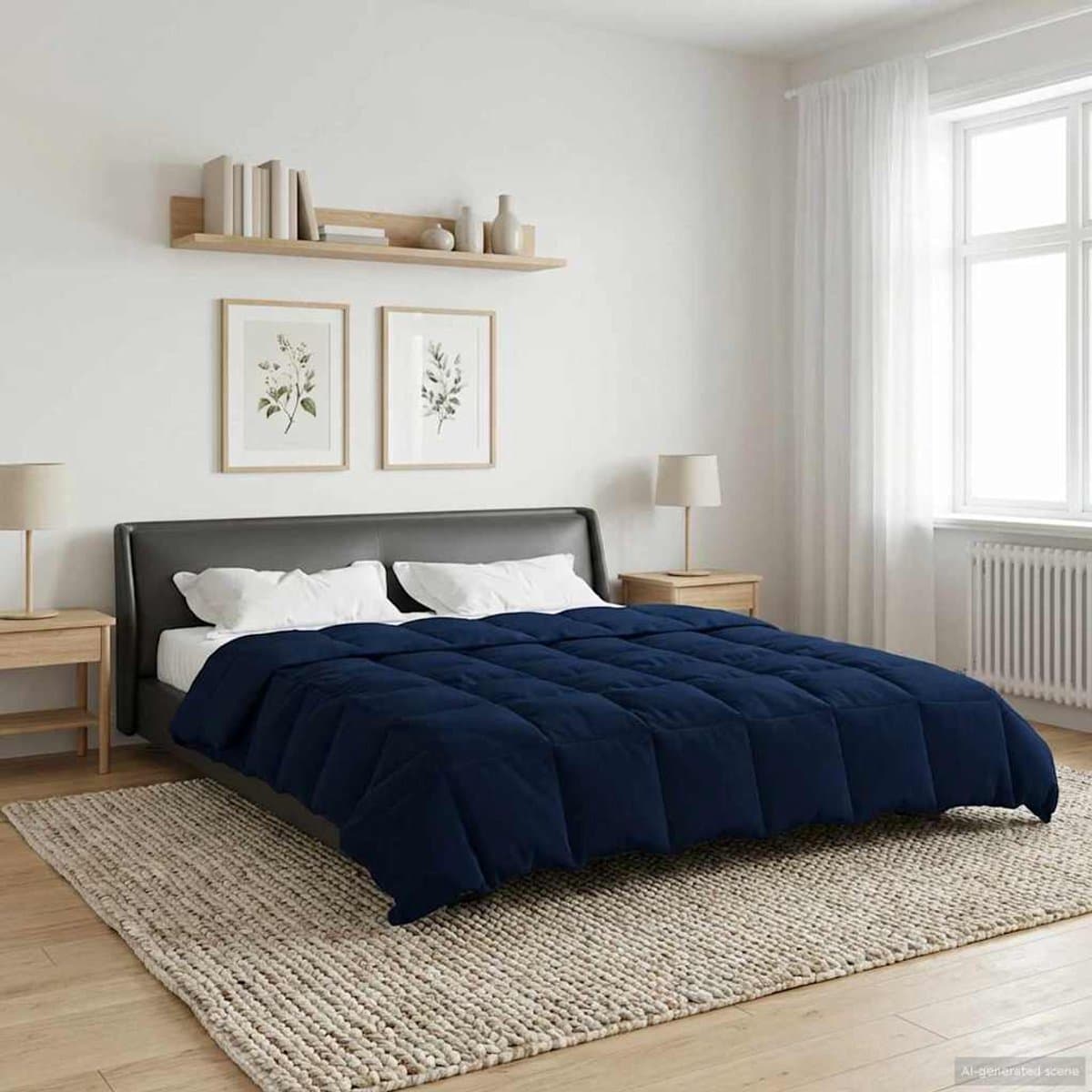 vidaXL - Winter - Duvet - Gekwilt - Donkerblauw - 220 - x - 240 - cm - Microvezel thumbnail 2