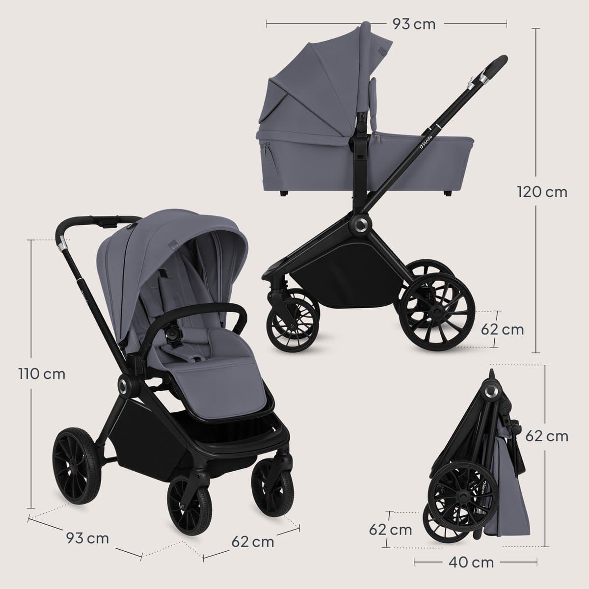 Lionelo Mika Plus 3in1 - Kinderwagen met autostoel en reiswieg thumbnail 7