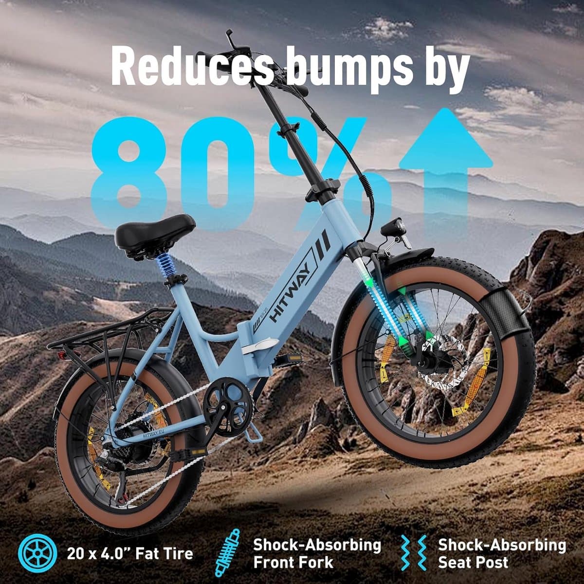 Hitway BK20 opvouwbare e-bike - 250W, bereik 35-90km thumbnail 2