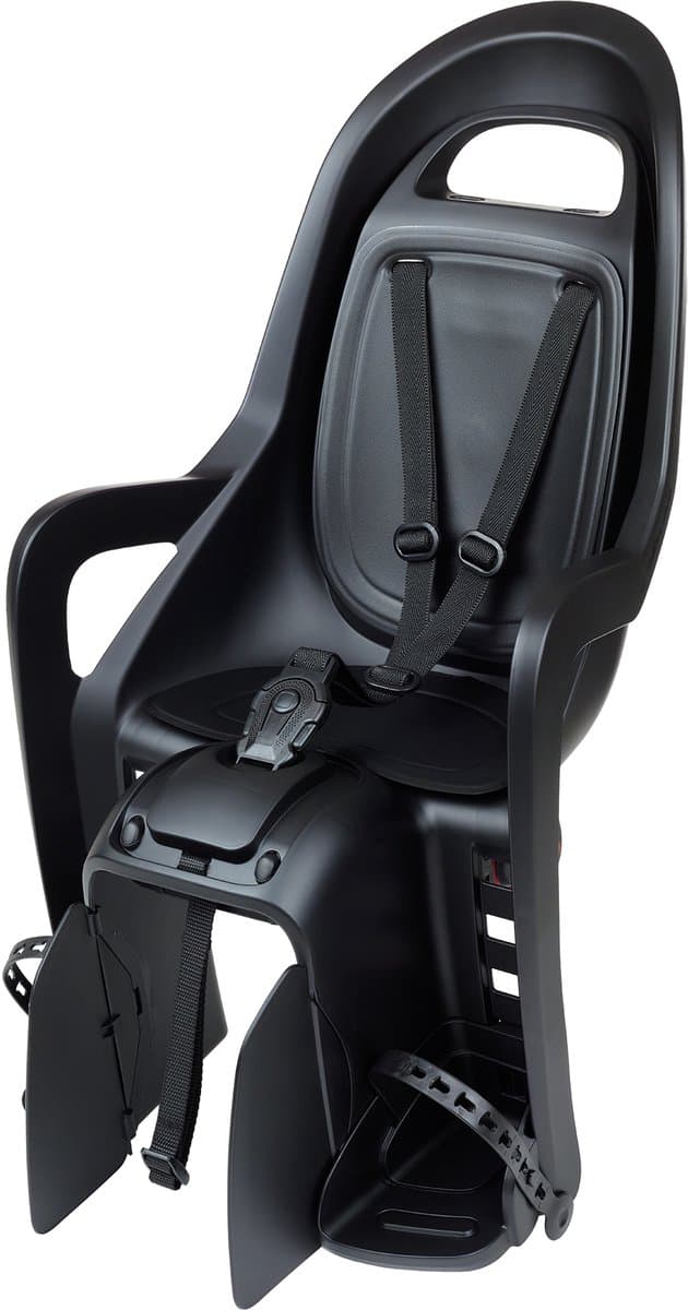 Kinderzitje achter Polisport Groovy Black Series - zwart/zwart - met dragerbevestiging (CFS)