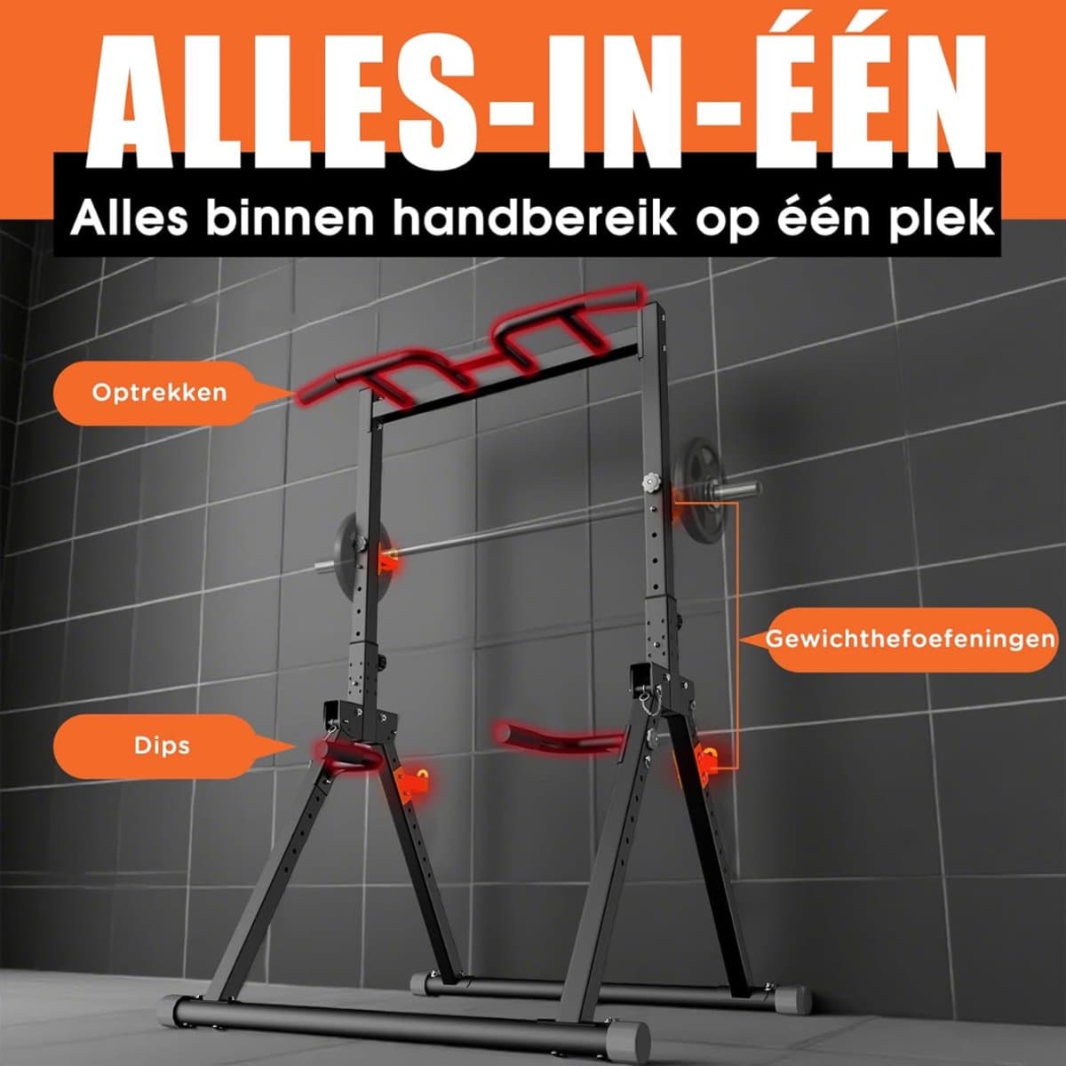 DnA® Squat Rack - Squat Wedge - Power Rack - Zwart - 135cm x 115cmx 223cm thumbnail 5