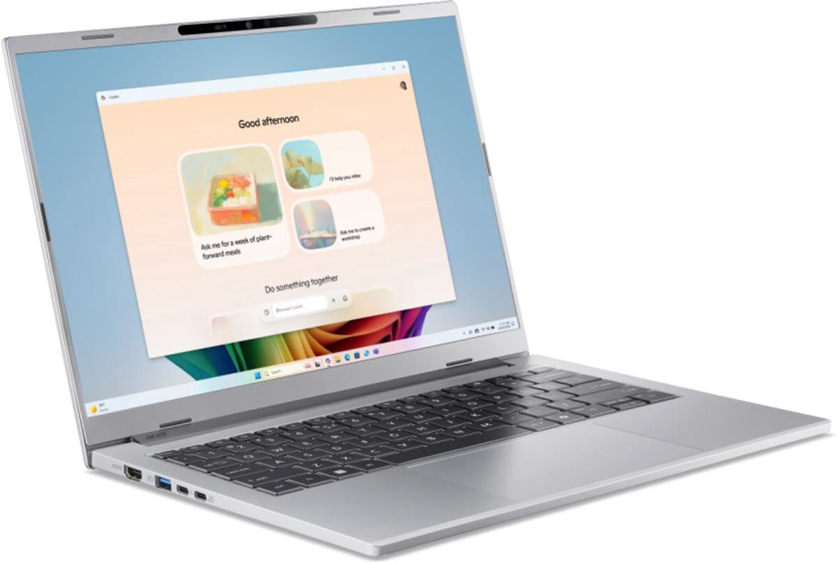 Aspire 14 AI A14-61M-R7S6 - CoPilot+ PC - Laptop - 14 inch OLED - AMD Ryzen AI 5 - 32GB - 1TB SSD - Verlicht toetsenbord - Zilver thumbnail 3